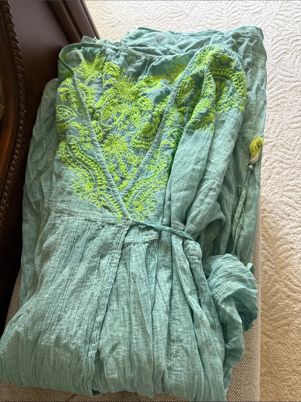 Free People Well Hello There Wrap Dress Beach Cover up Embroidered NWOT